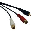 6in Mini Stereo to 2-RCA Audio Cable M/F